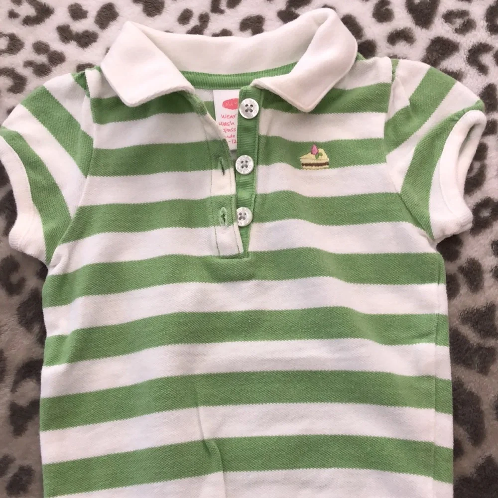 NWOT Old Navy Striped Polo Bodysuit Onesie in Green White Size 6-12 months